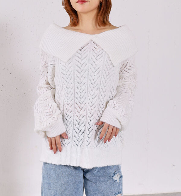 archives「ビックカラーオフショルミドルニットオーバー」|ニット・セーター|IVORY