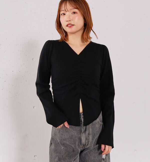 archives「【高機能】フロントギャザーＶネックニットプルオーバー」|ニット・セーター|
