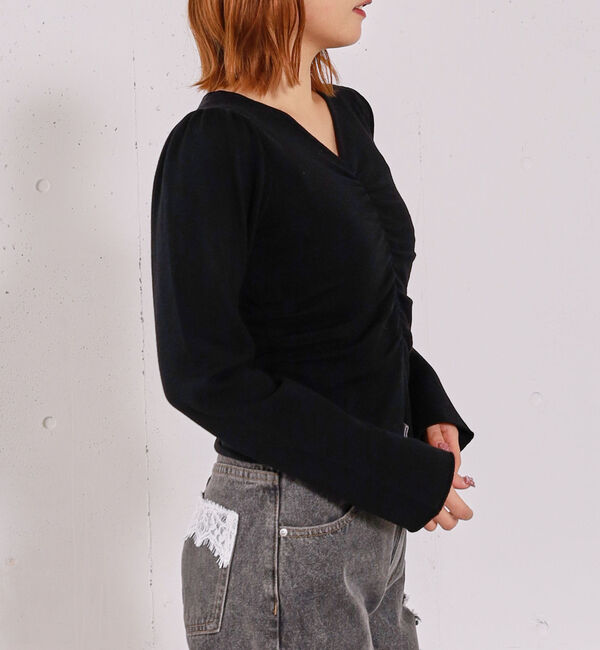 archives「【高機能】フロントギャザーＶネックニットプルオーバー」|ニット・セーター|