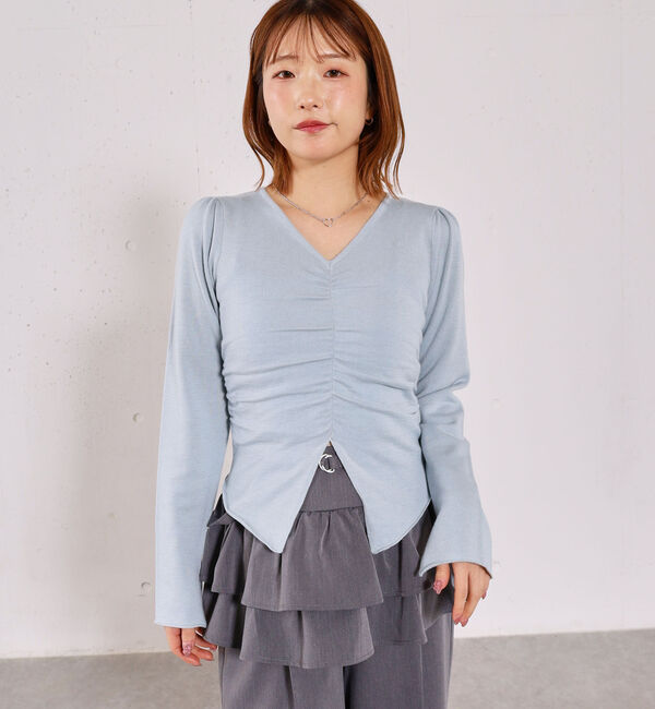 archives「【高機能】フロントギャザーＶネックニットプルオーバー」|ニット・セーター|