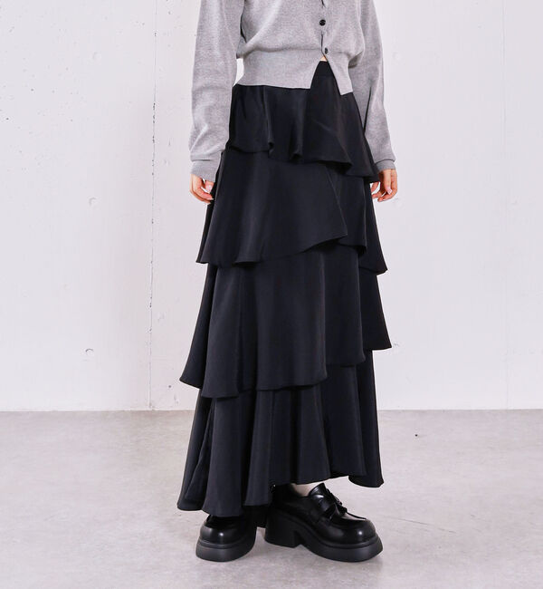 archives「コットンライクフリルティアードスカート」|スカート|BLACK