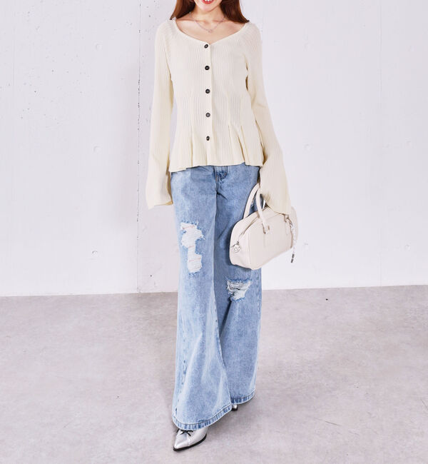 archives「【ＯＮかわ】タックペプラムリブニットカーディガン」|ニット・セーター|