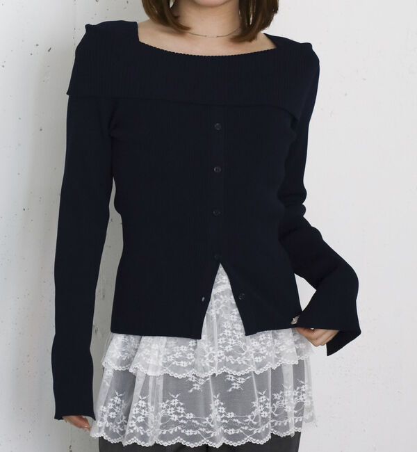 archives「フロントボタンライトオフショルニットプルオーバー」|ニット・セーター|