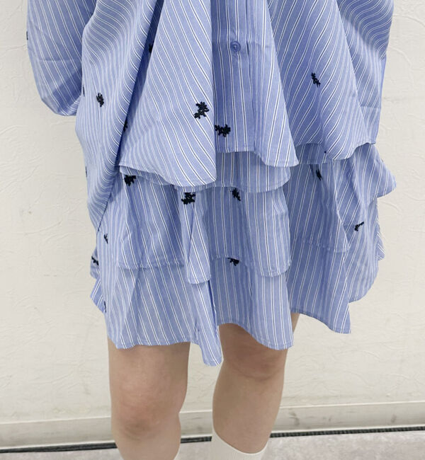 archives「花柄刺繍ストライプフリルミニＳＫ」|スカート|