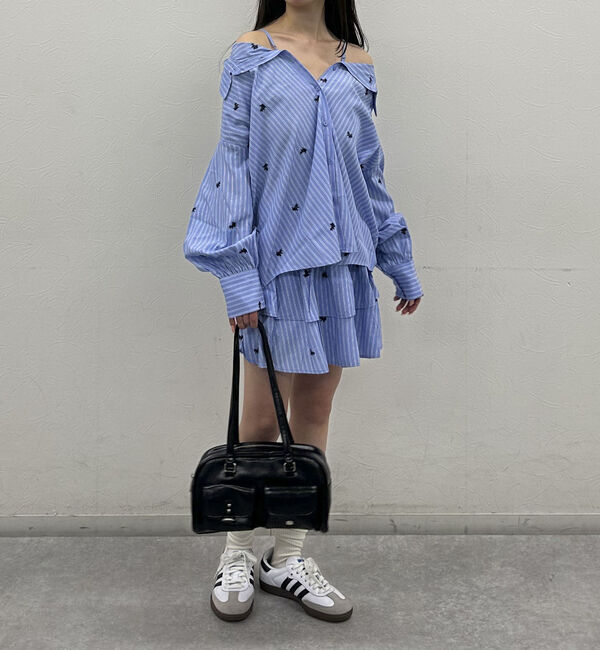 archives「花柄刺繍ストライプフリルミニＳＫ」|スカート|