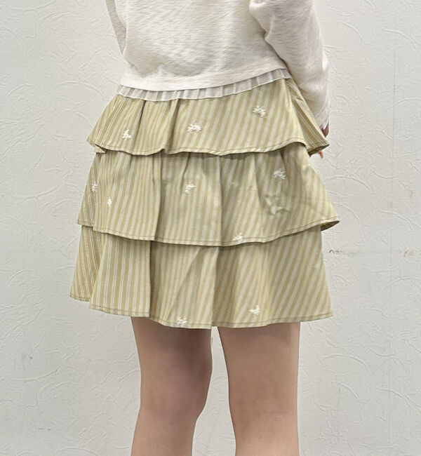 archives「花柄刺繍ストライプフリルミニＳＫ」|スカート|