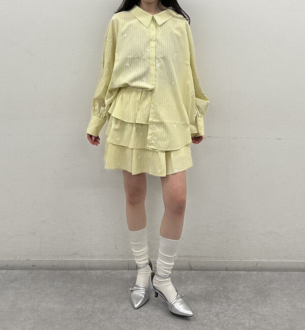 archives「花柄刺繍ストライプフリルミニＳＫ」|スカート|