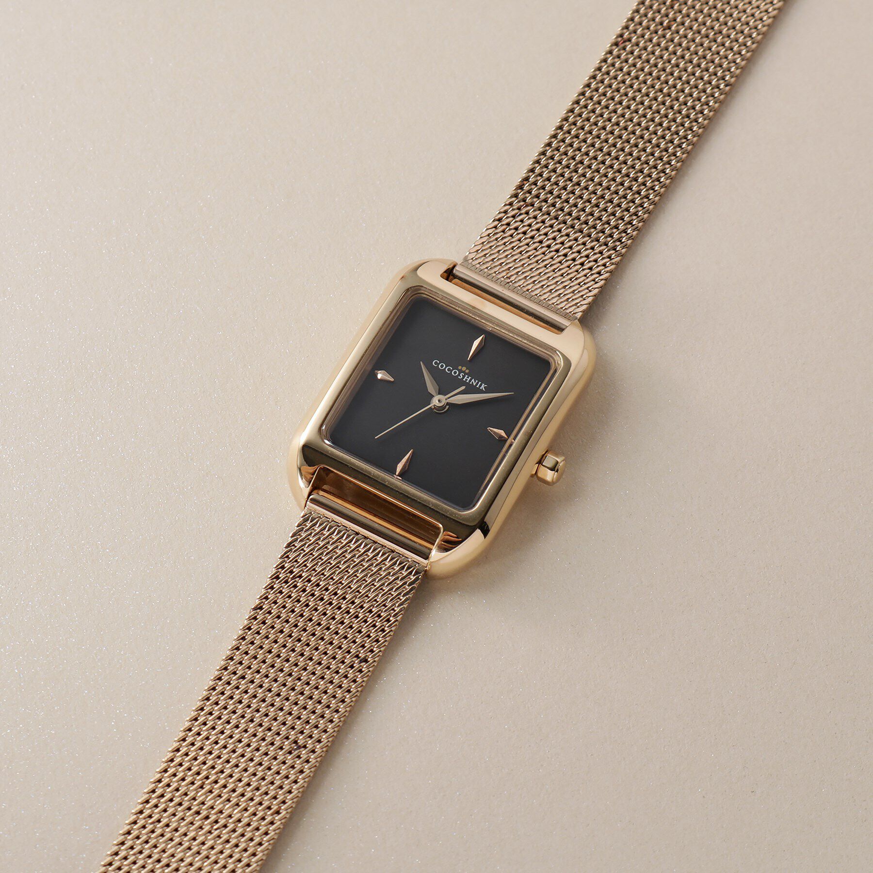 COCOSHNIK「RGスクエアメッシュベルト ウォッチ（ブラック）」|腕時計|ローズゴールド(10