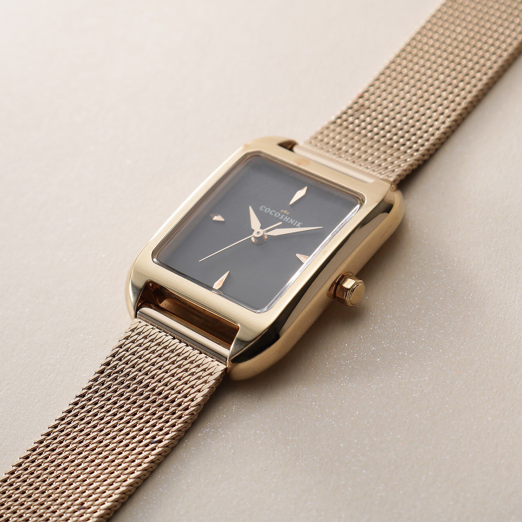 COCOSHNIK「RGスクエアメッシュベルト ウォッチ（ブラック）」|腕時計|