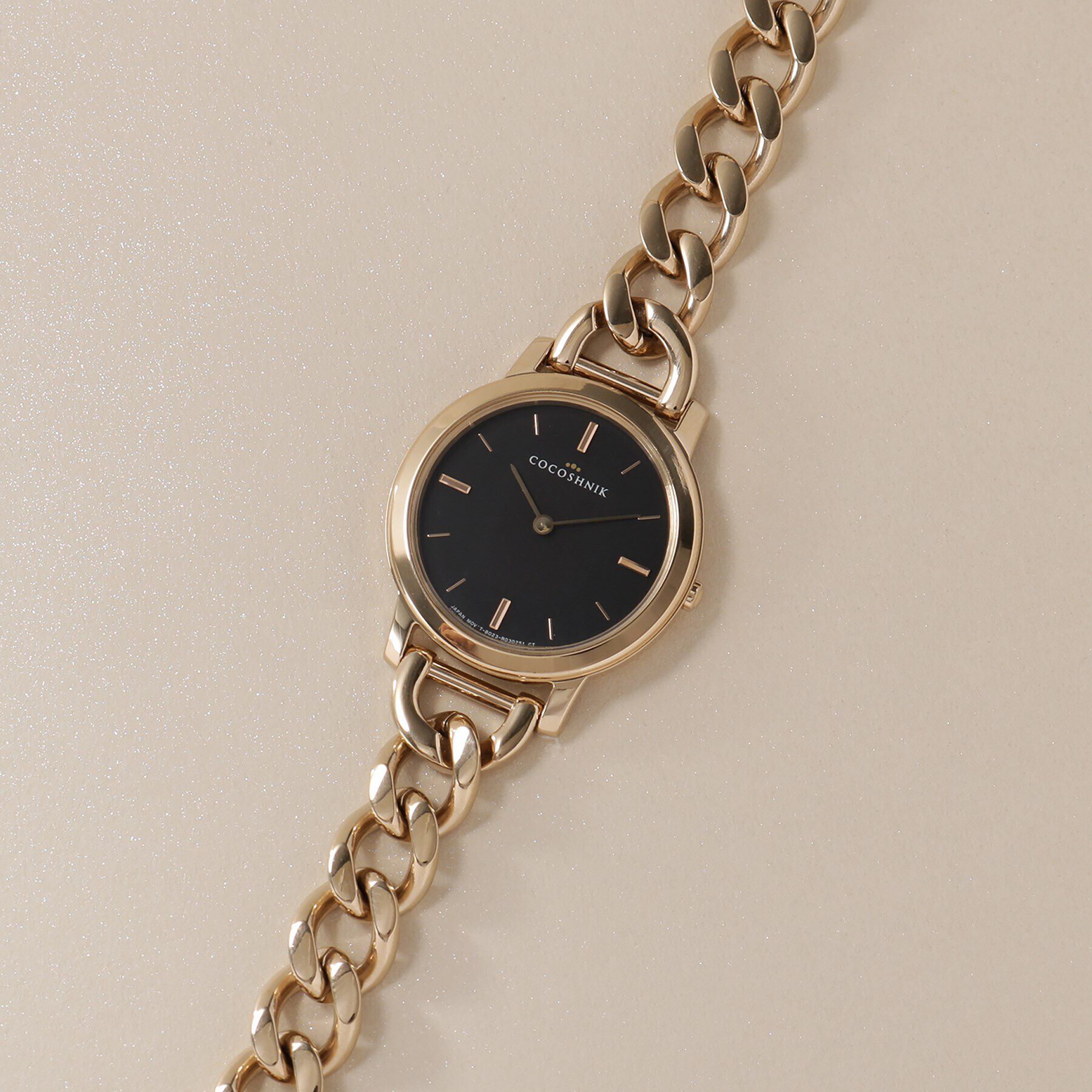 COCOSHNIK「RGラウンドチェーンベルト ウォッチ（ブラックマット）」|腕時計|