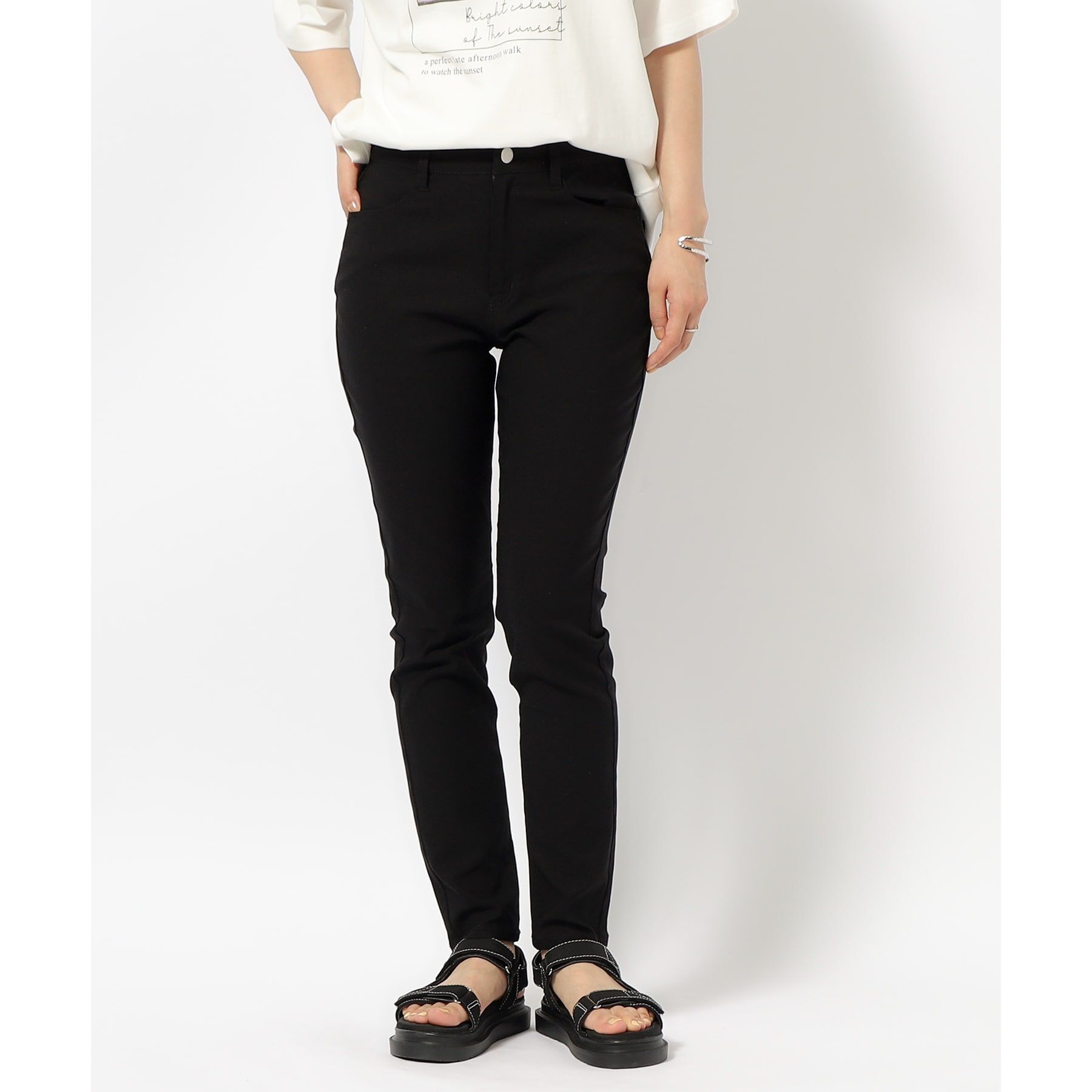 SHOO･LA･RUE「【SS-3L/無理せずスリム】 ぐんぐん伸びる ハイパースキニーパンツ」|その他|ブラック(019)