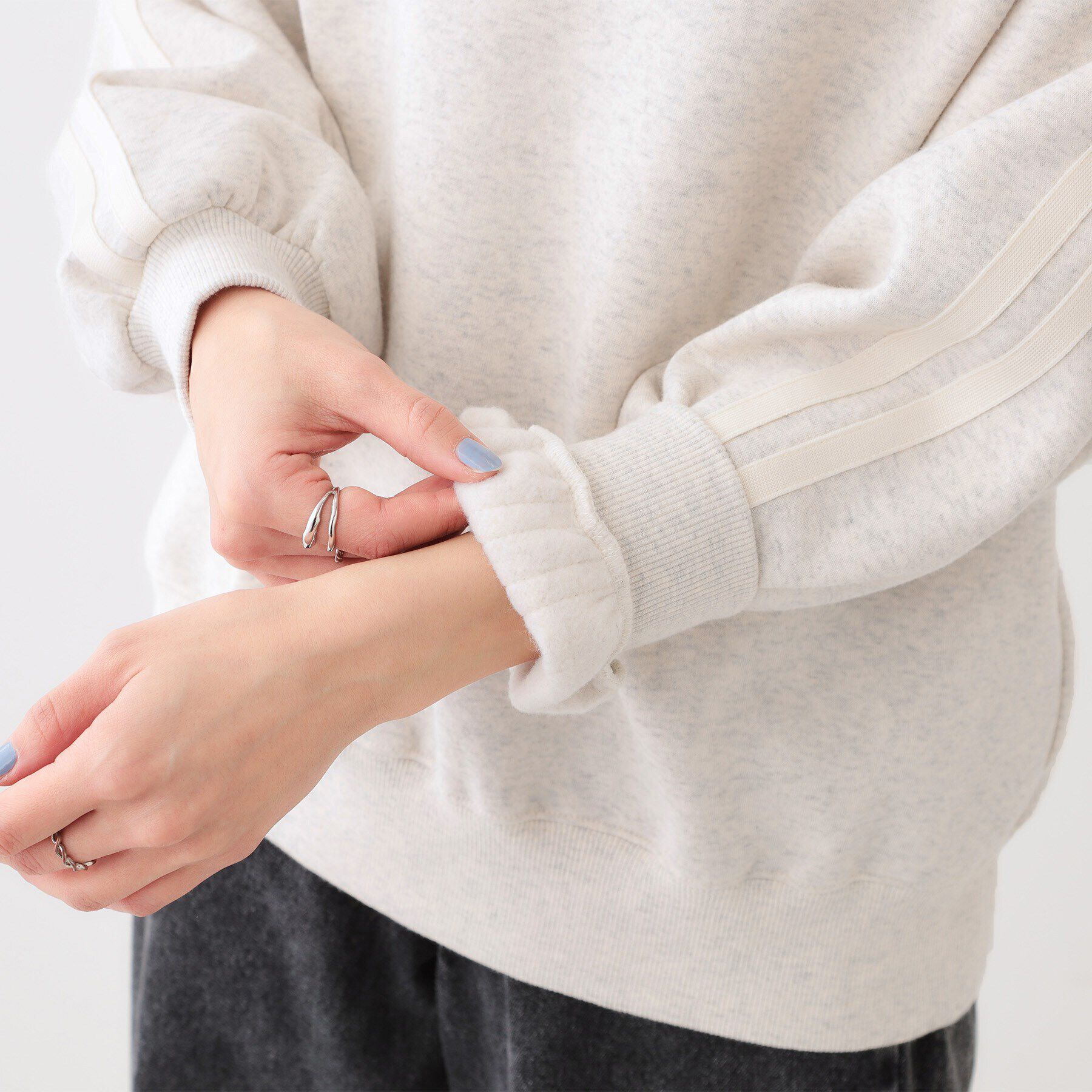 SHOO･LA･RUE「【洗える/S-LL】あったかライン入り裏起毛スウェット」|パーカー|