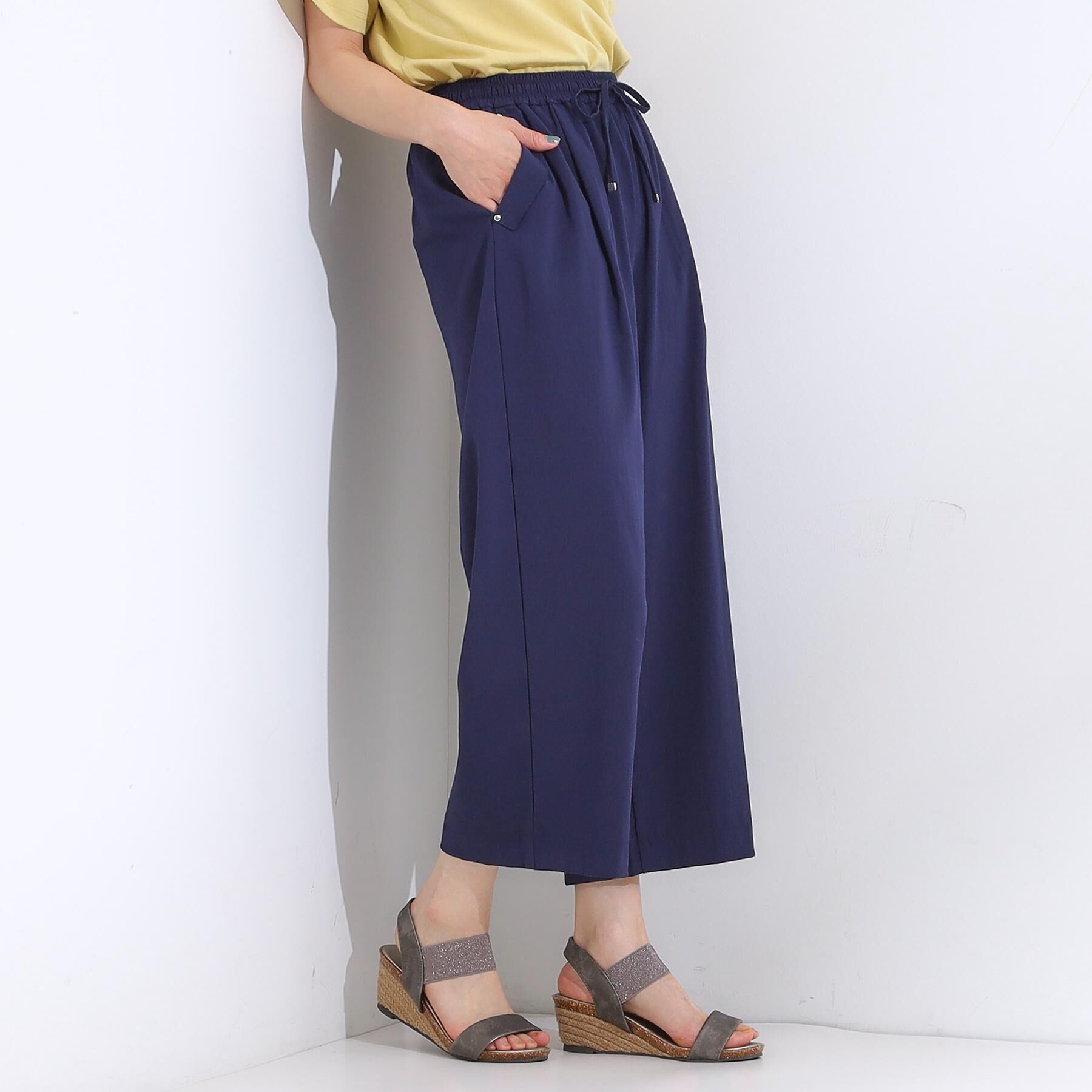 SHOO･LA･RUE「【着丈選べる】触れる度ひんやり ゆるきれい イージーワイドパンツ」|その他|