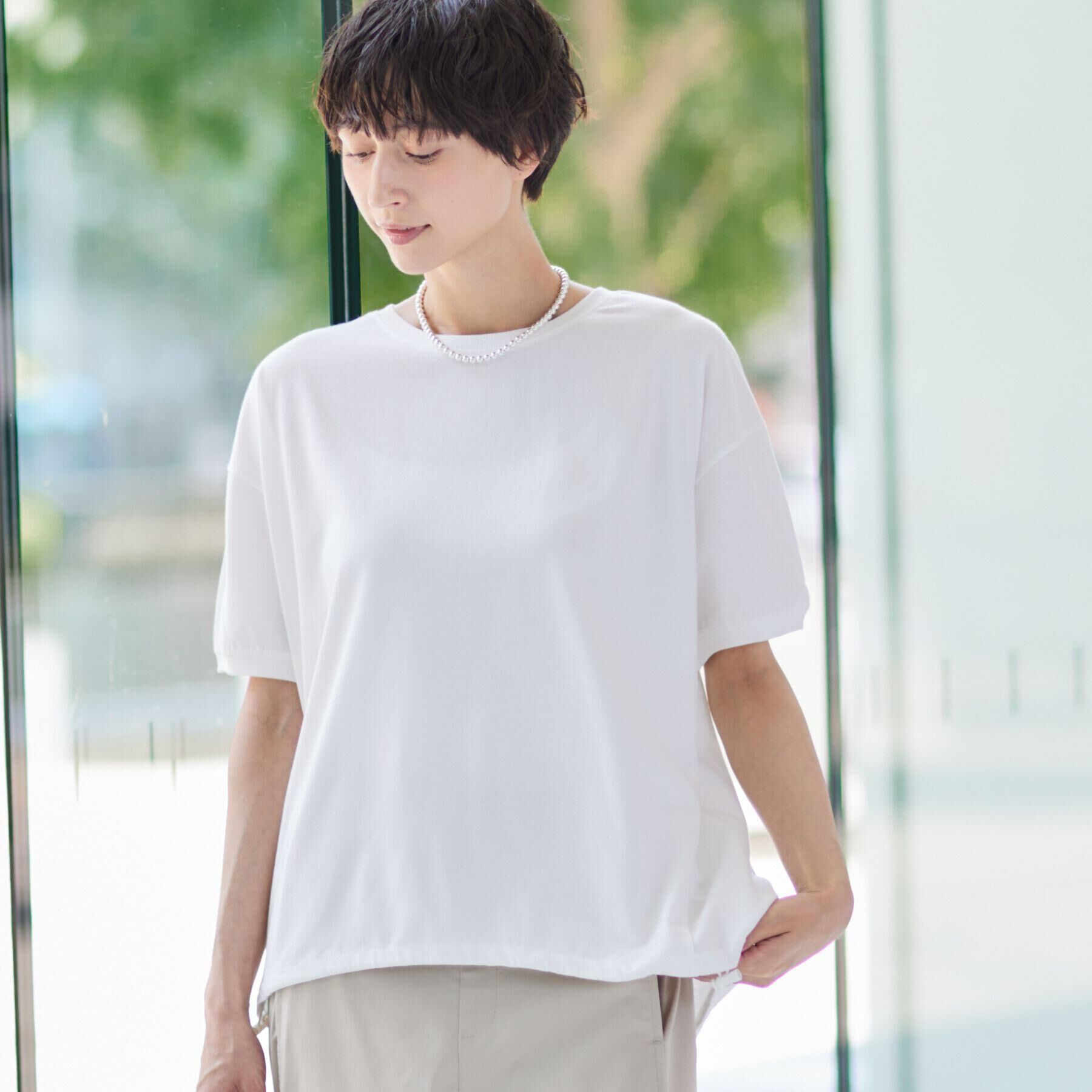 Dessin「【二の腕カバー/接触冷感/UV】ドローコードカットソー（XS～L）」|Tシャツ・カットソー|