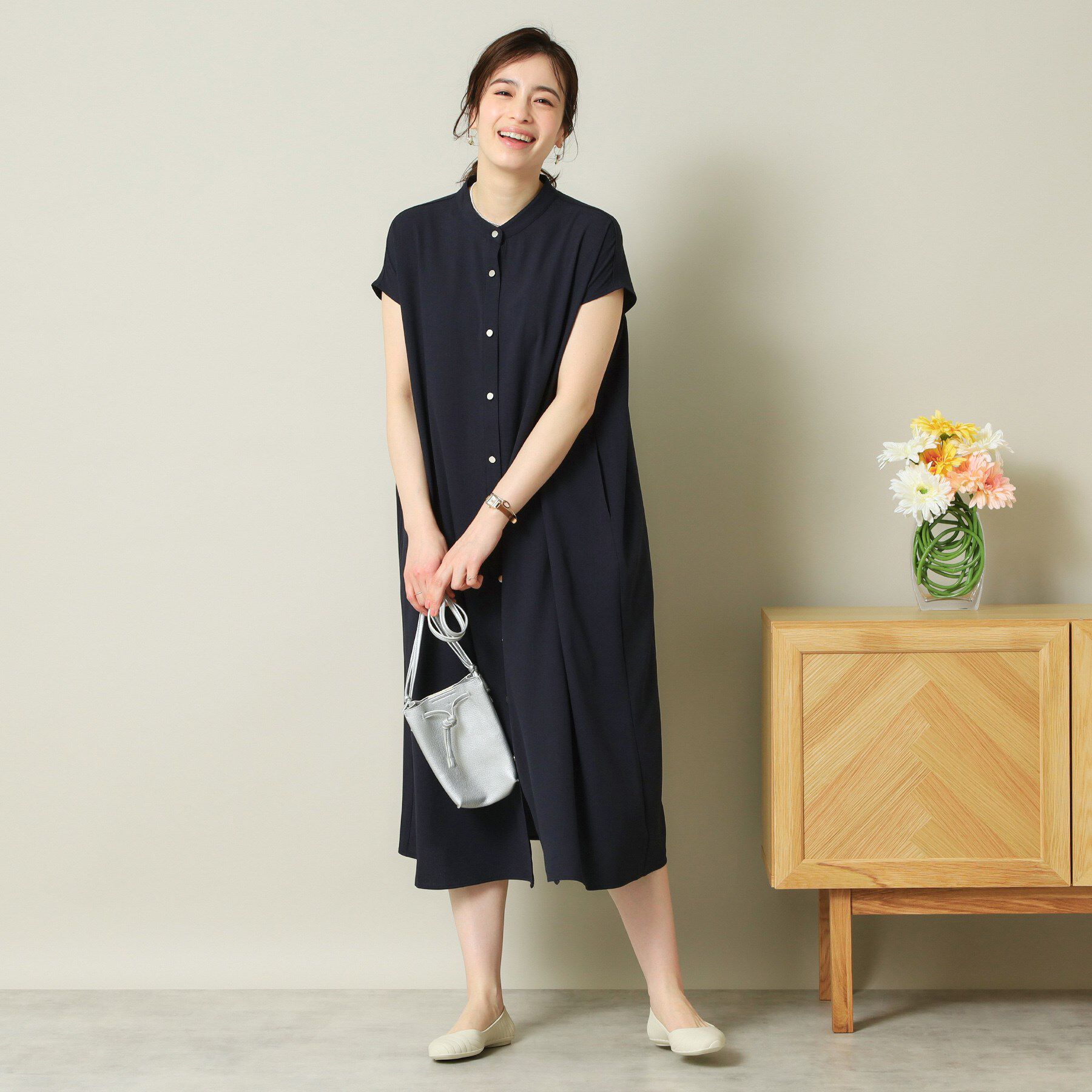 ITS&rsquo;DEMO「【UVケア／吸水速乾／洗濯機OK／冷感】麻調合繊前開きワンピース＜ラク服シリーズ＞」|ワンピース|