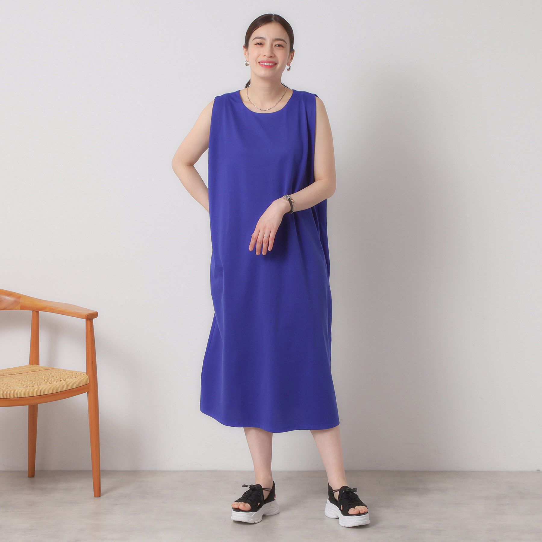 ITS&rsquo;DEMO「【清涼感／吸水速乾／洗濯機OK／洗濯後しわになりにくい】カットミラノタックワンピース」|ワンピース|