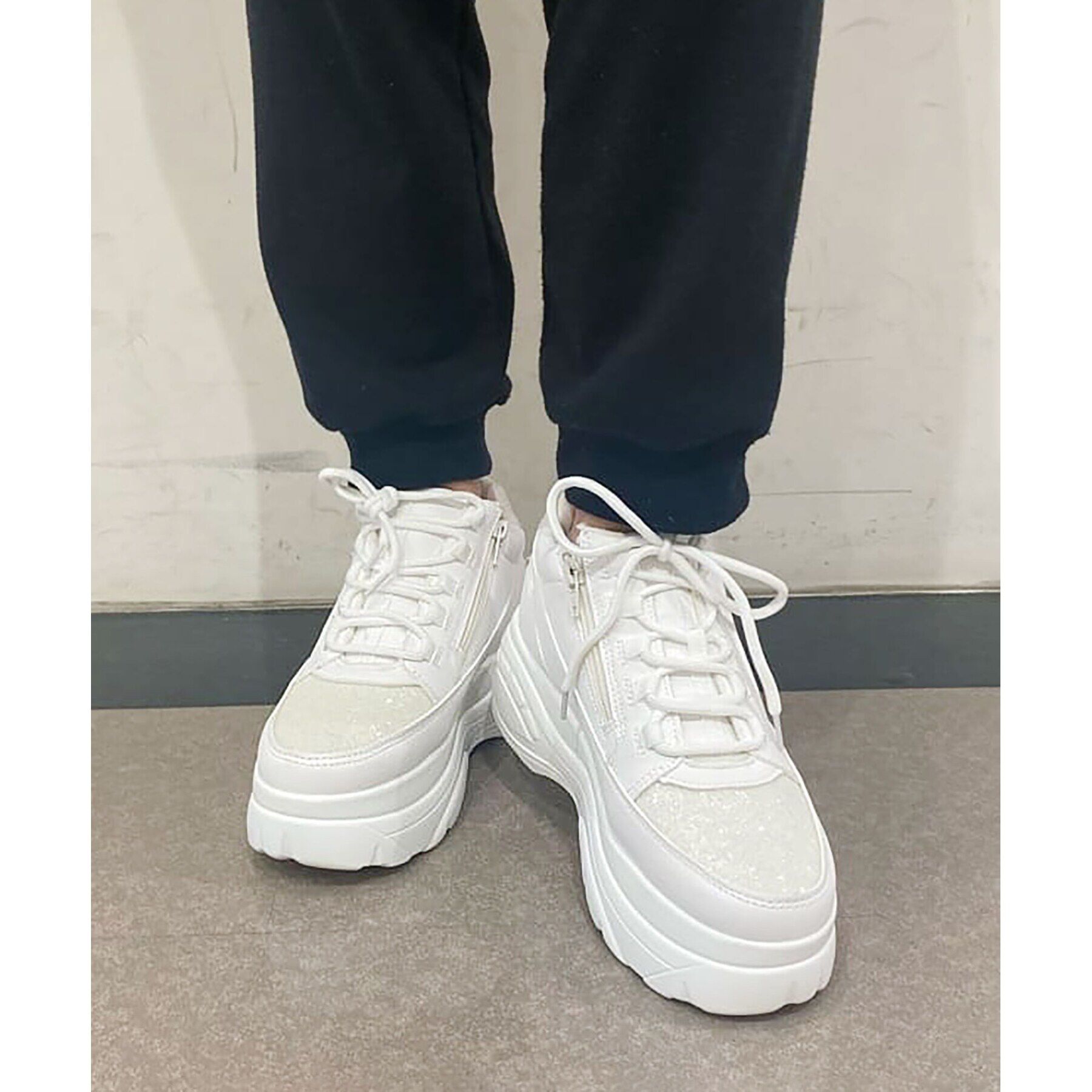 csT&P「ファスナー付グリッター厚底スニーカー」|スニーカー|