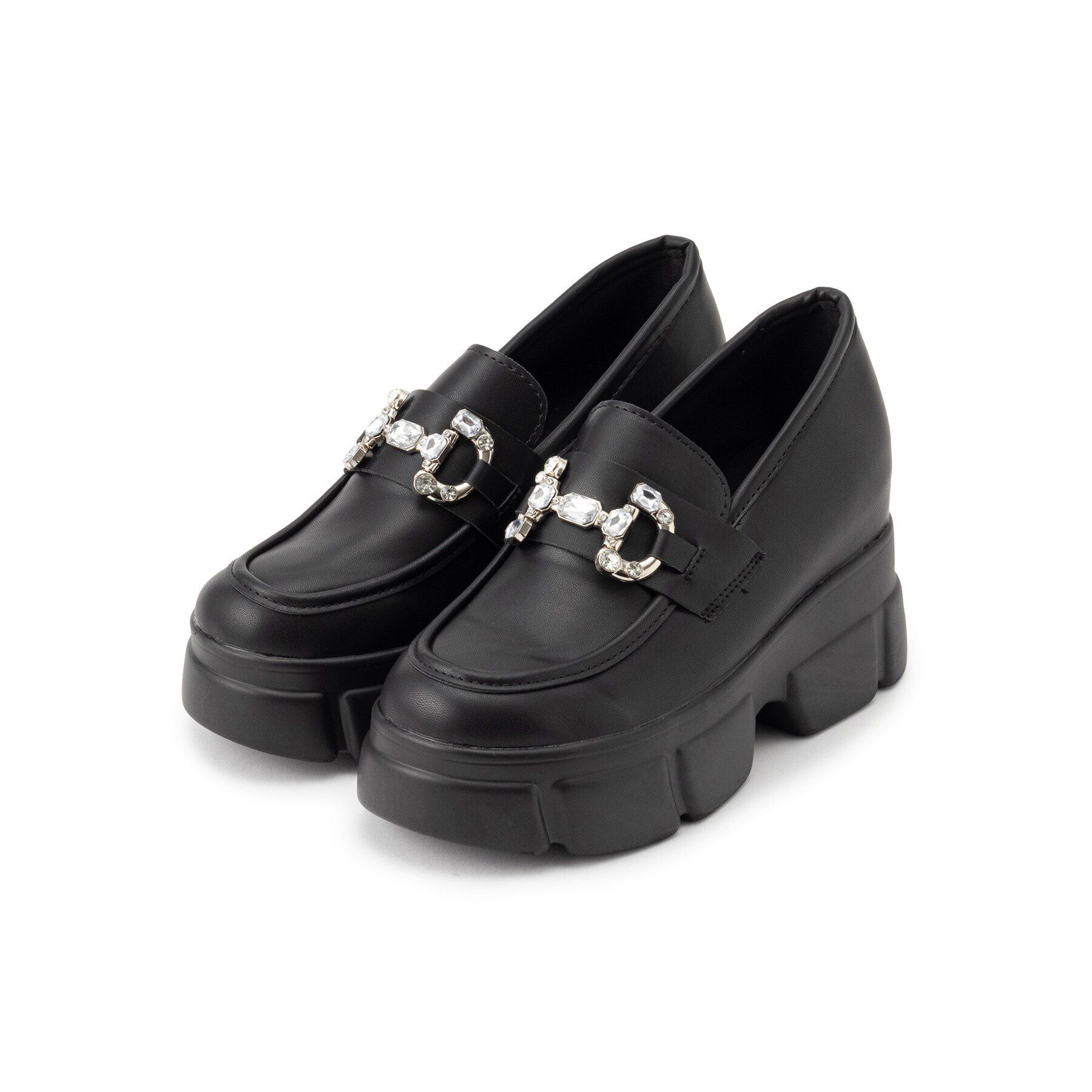 csT&P「厚底キラキラチャーム付きローファーパンプス」|パンプス|ﾌﾞﾗｯｸ(019)