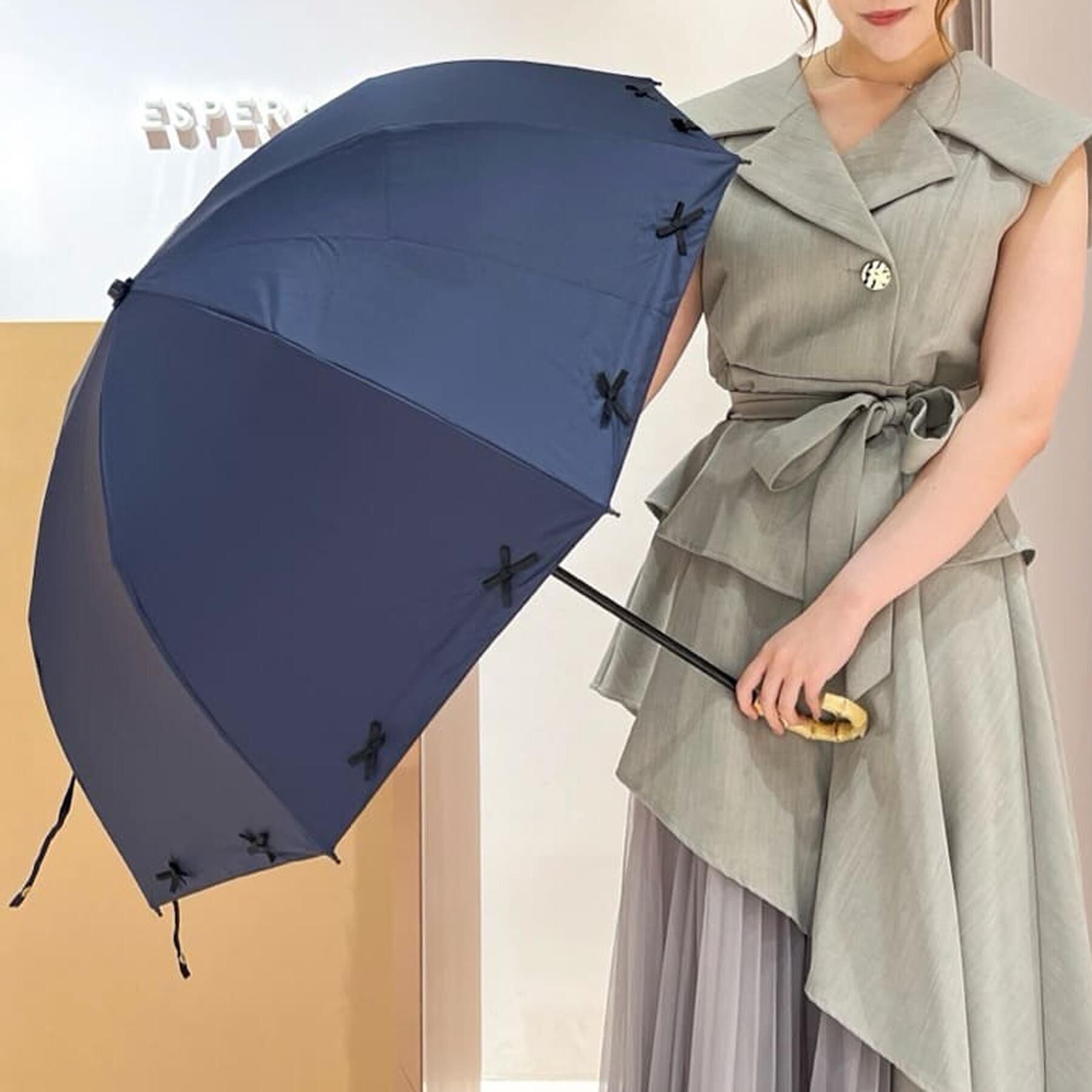 Ober Tashe「pink trick/ピンクトリック　遮光率100％！リボン2段折りたたみ傘(晴雨兼用)」|傘|