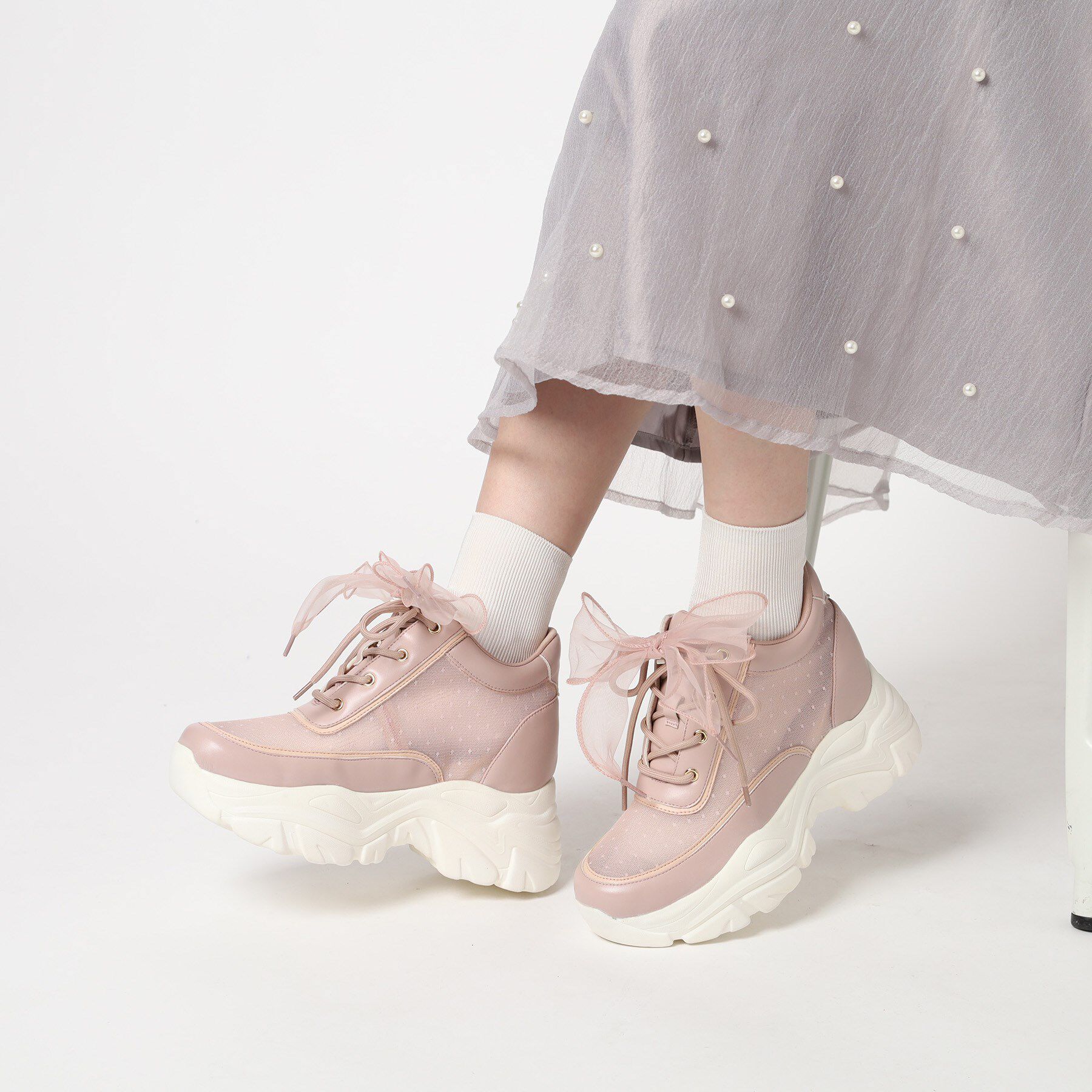 ESPERANZA「きゅんフィットインソールチュールリボンスニーカー」|スニーカー|