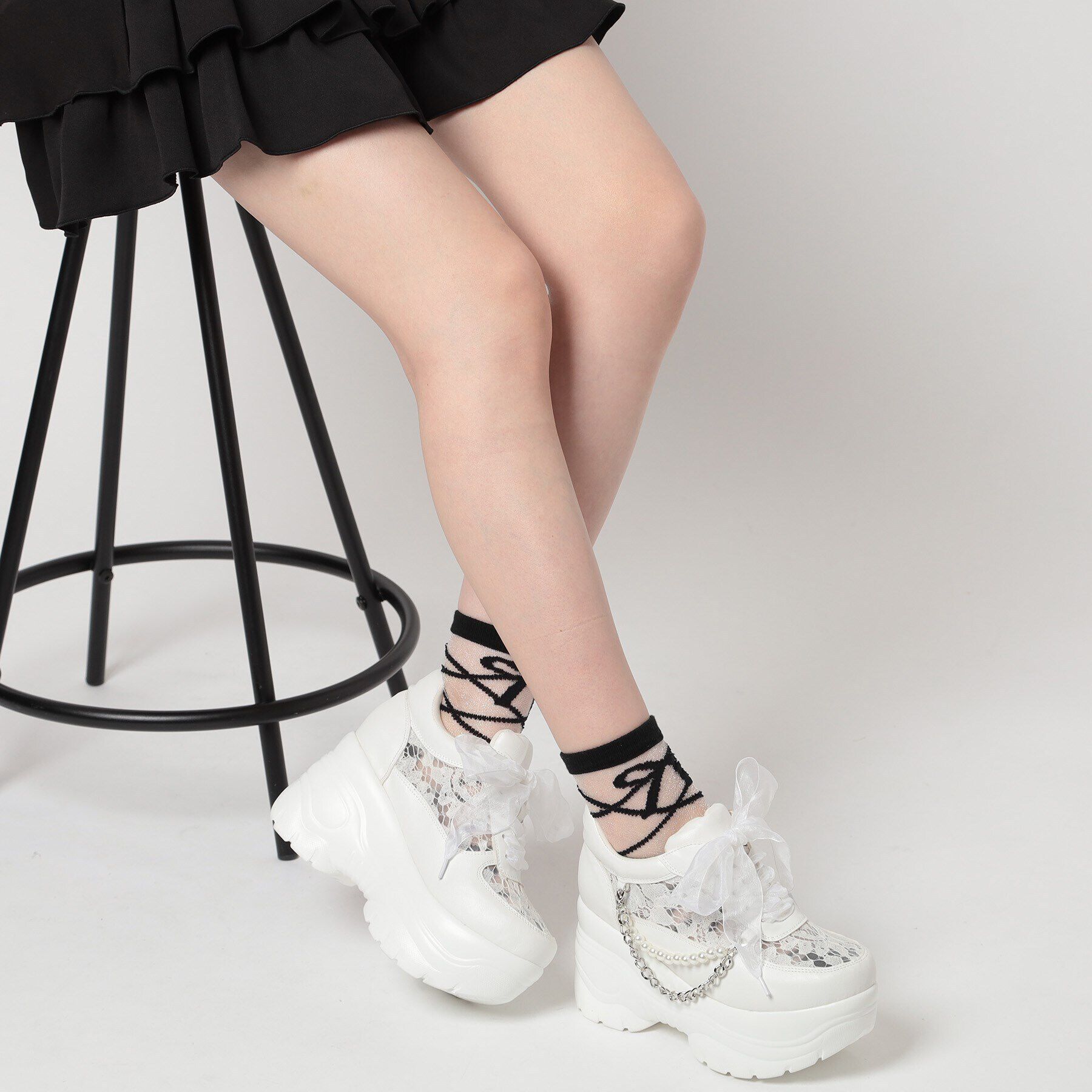 csT&P「厚底パール調チェ―ン付2WAYレーススニーカー」|スニーカー|