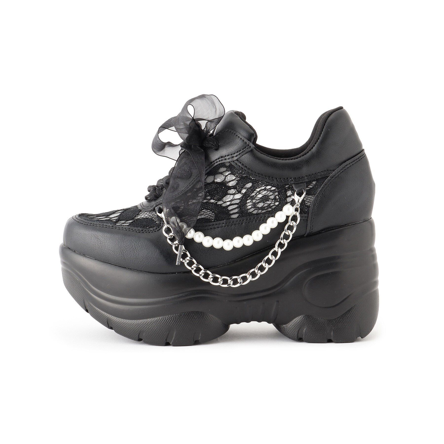 csT&P「厚底パール調チェ―ン付2WAYレーススニーカー」|スニーカー|