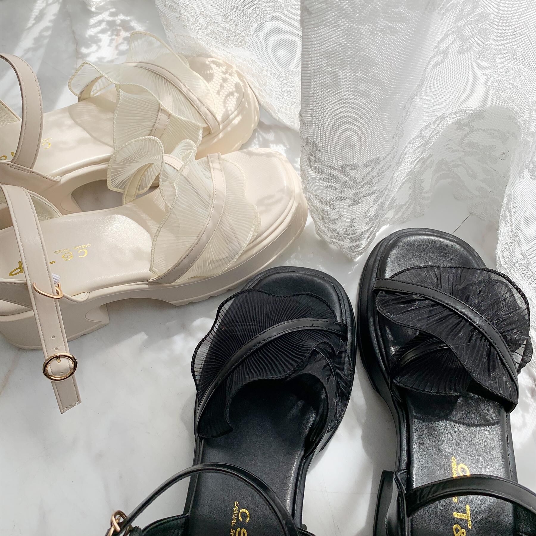 csT&P「チュールフリルサンダル」|サンダル|