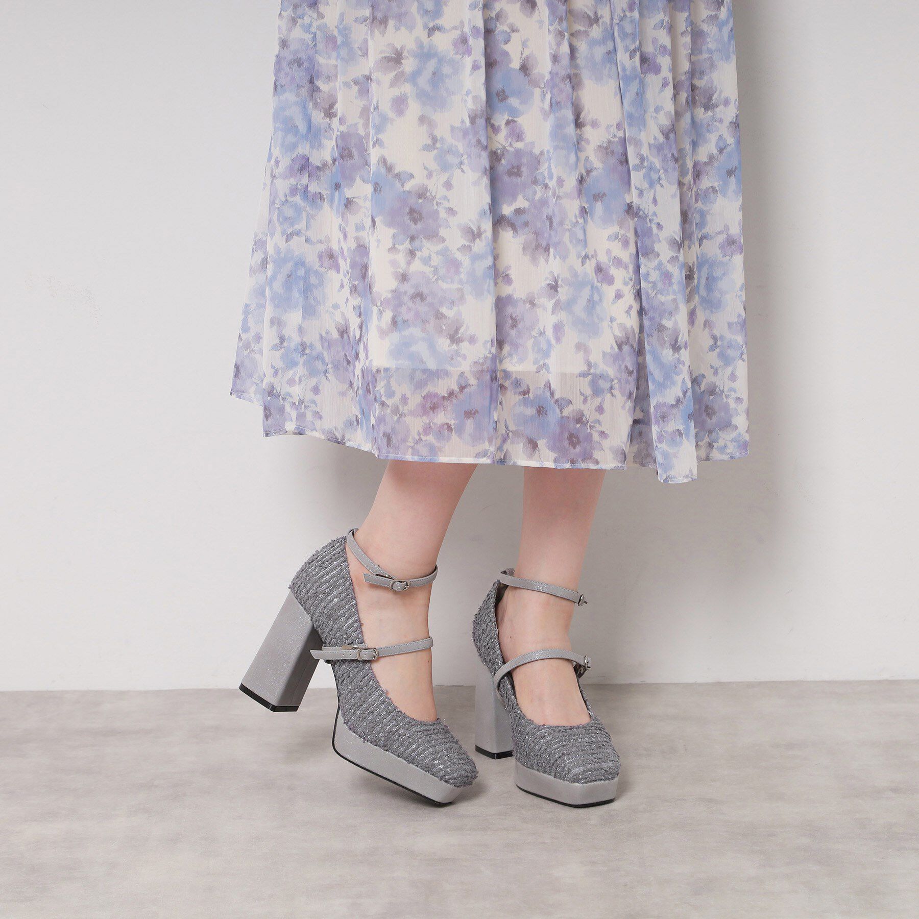 ESPERANZA「スクエアトゥダブルストラップ厚底パンプス」|パンプス|