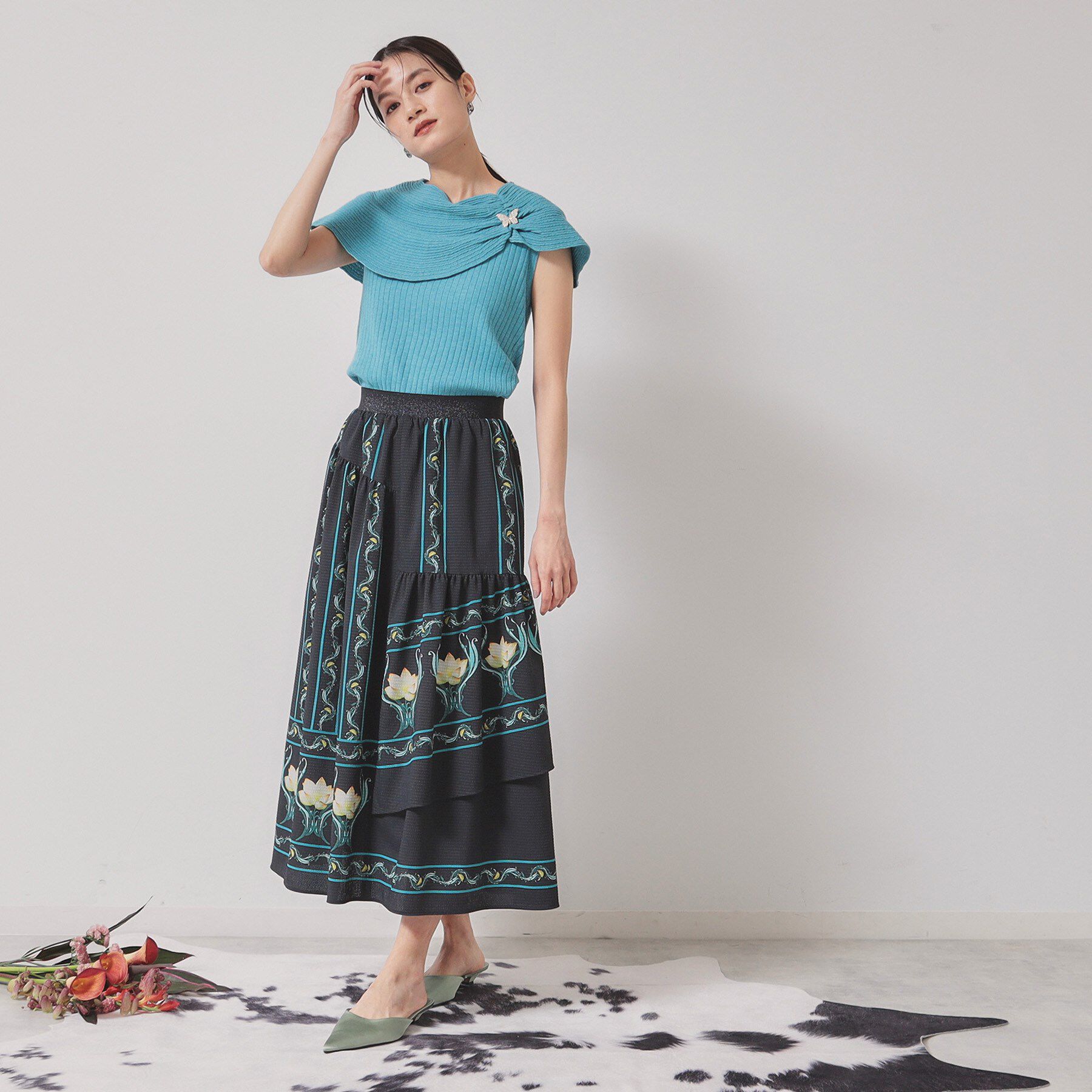 SunaUna「【ティアード／ウエストゴム】オリエンタルパネルスカート」|スカート|