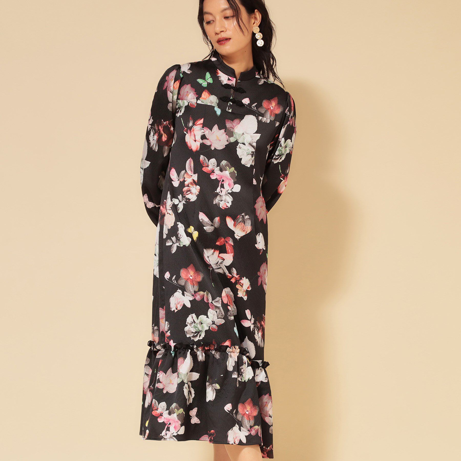 SunaUna「【COLLECTION LINE】チャイナ花柄ワンピース」|ワンピース|