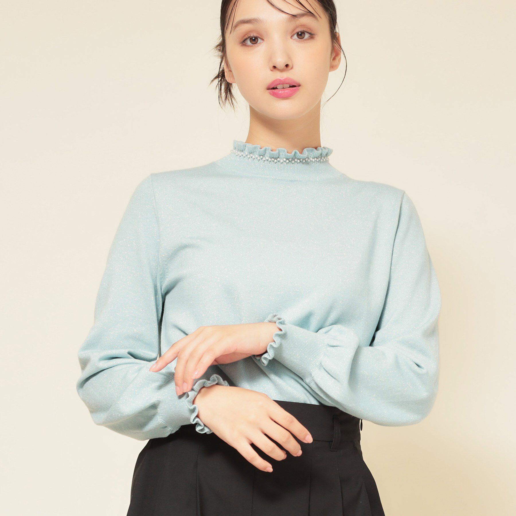 SunaUna「【SS～Lサイズ展開／6色展開】パール調ニット」|ニット・セーター|