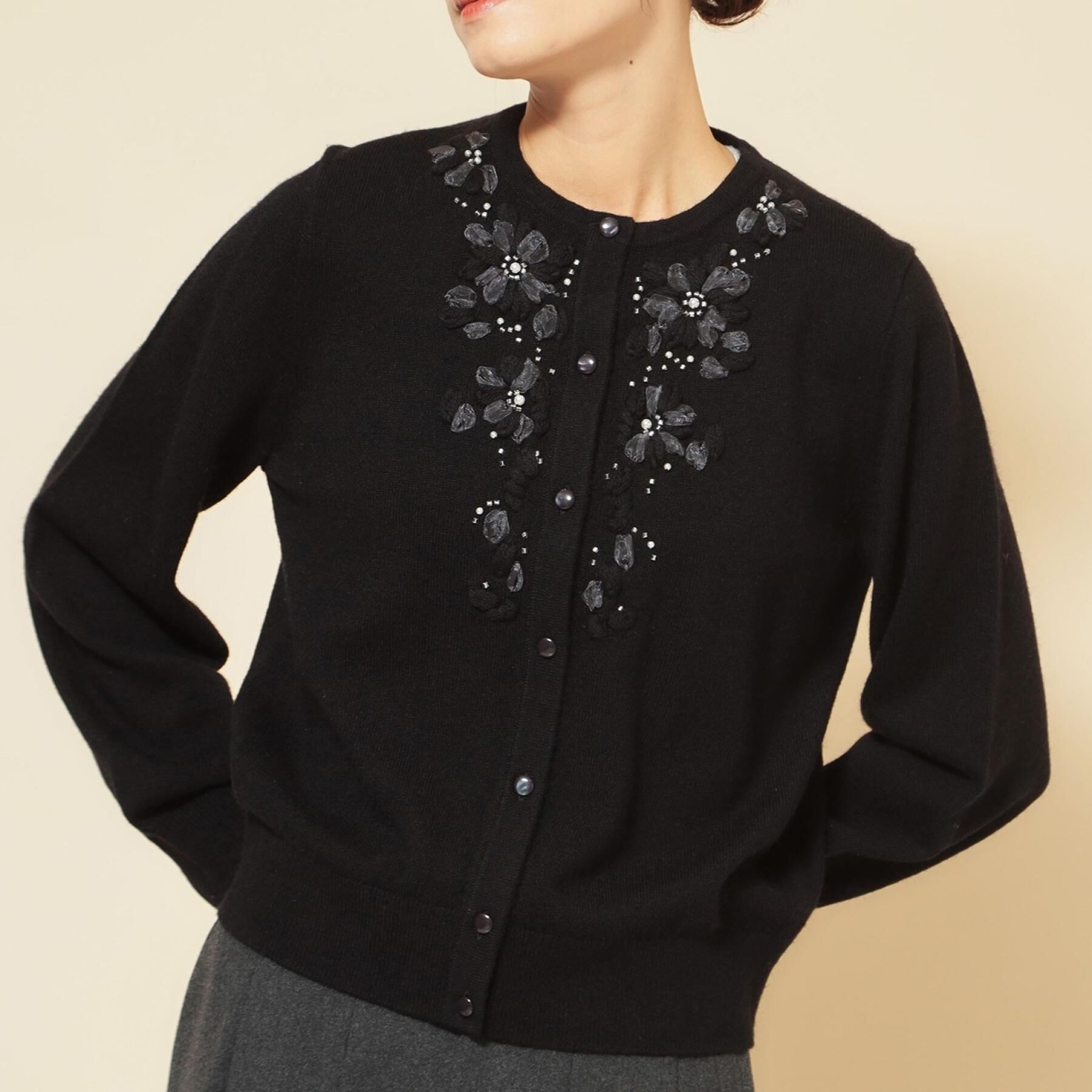 SunaUna「【刺繍】クラフトカーディガン」|カーディガン|