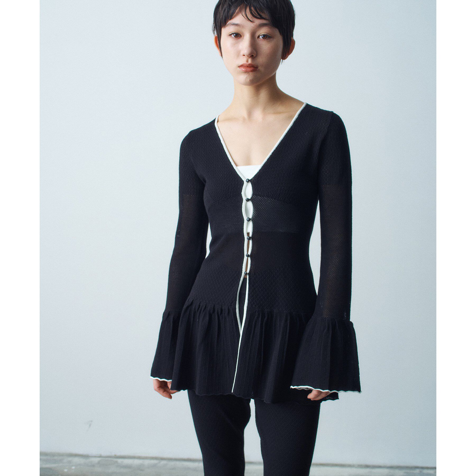 CODE A「lace tunic cardigan」|カーディガン|ブラック(019)