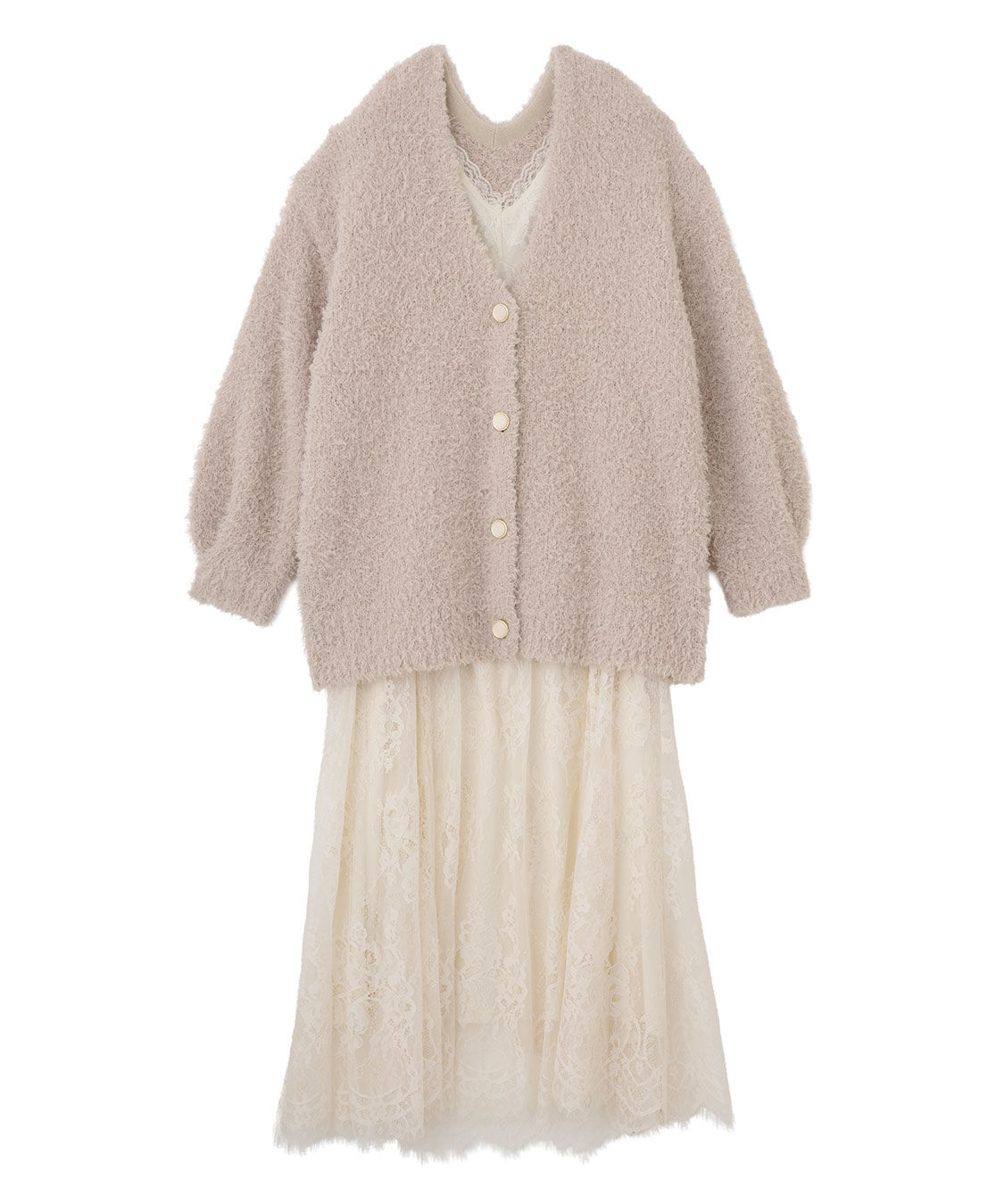 COCO DEAL「ニットカーデ&times;レースキャミワンピース」|ワンピース|