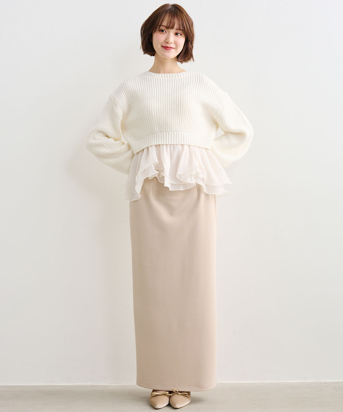 COCO DEAL「ペプラムブラウス&times;パフスリーブニットセット」|シャツ・ブラウス|