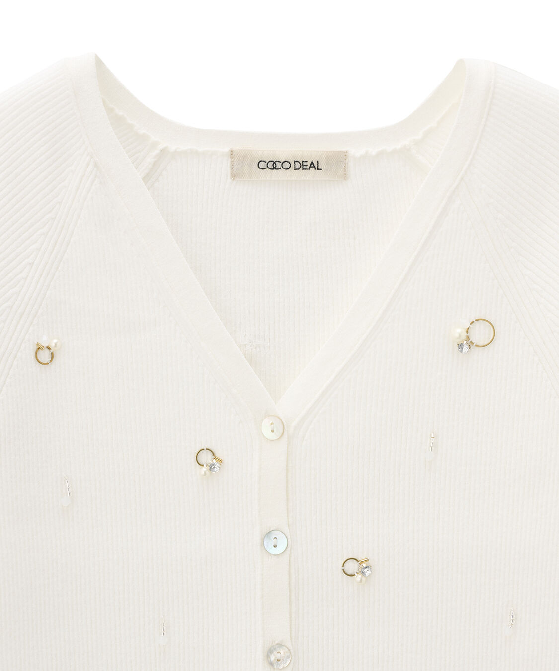 COCO DEAL「Vネックビジューニットカーディガン」|ニット・セーター|