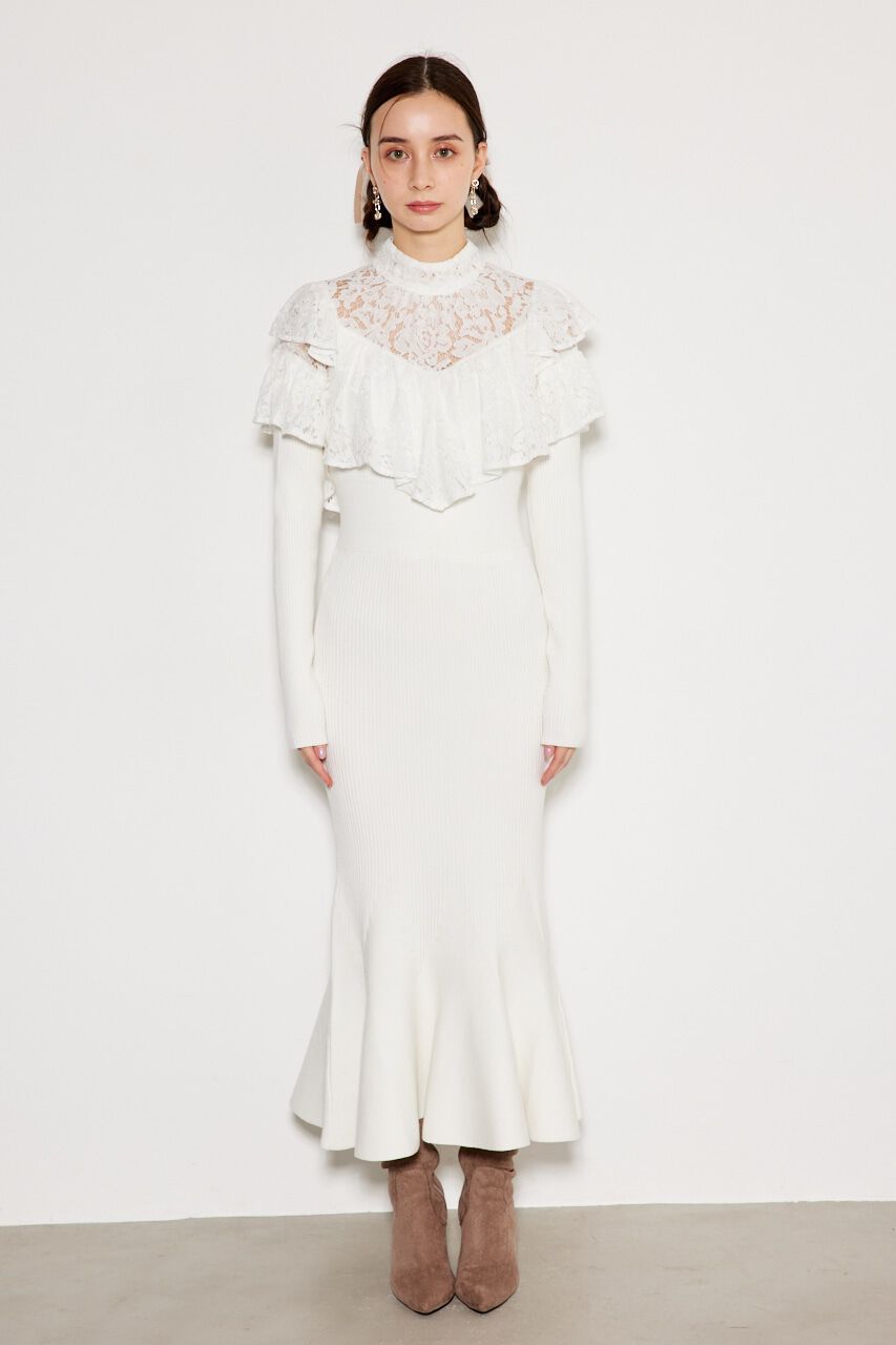 rienda「レースコンビマーメイドKnit OP」|ワンピース|