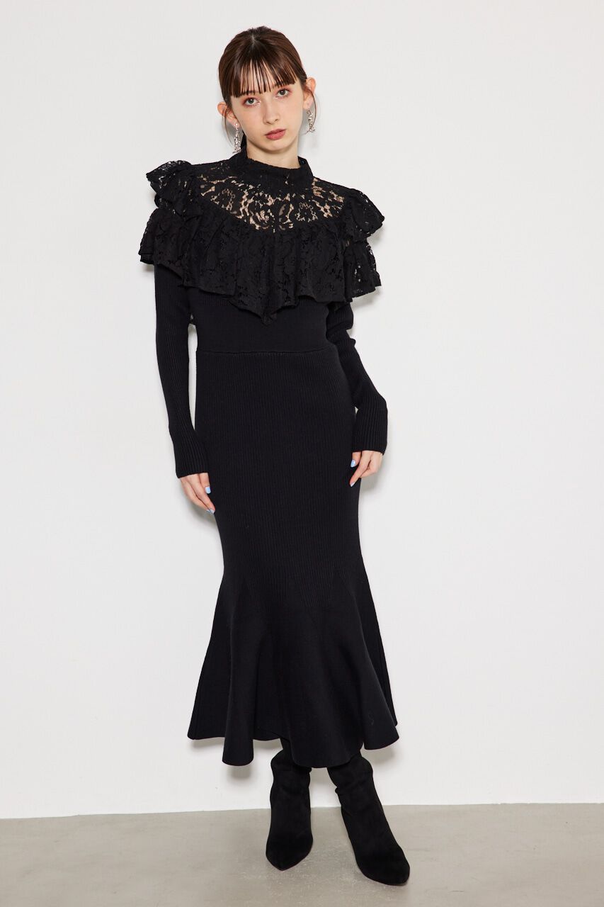 rienda「レースコンビマーメイドKnit OP」|ワンピース|