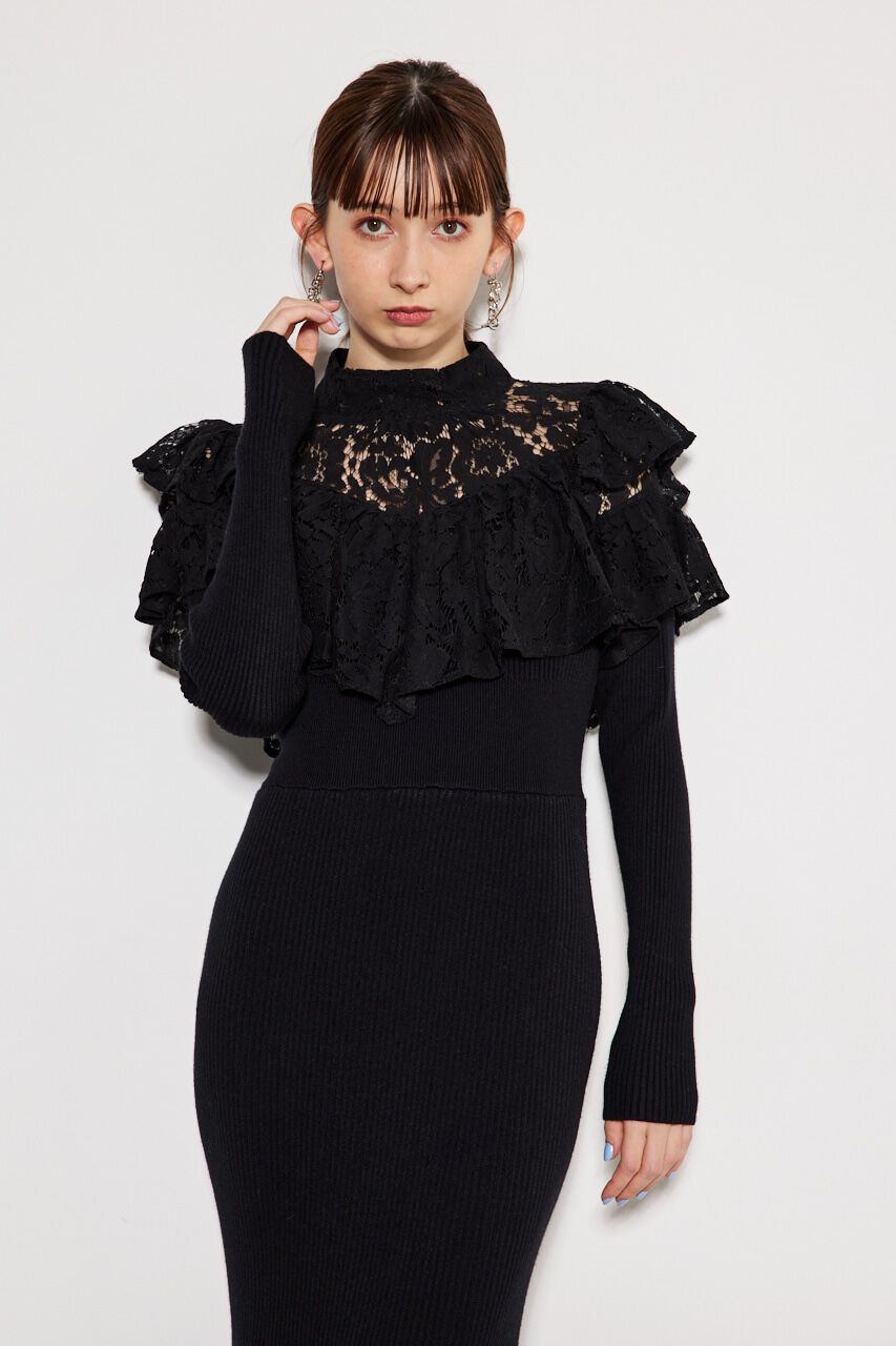 rienda「レースコンビマーメイドKnit OP」|ワンピース|