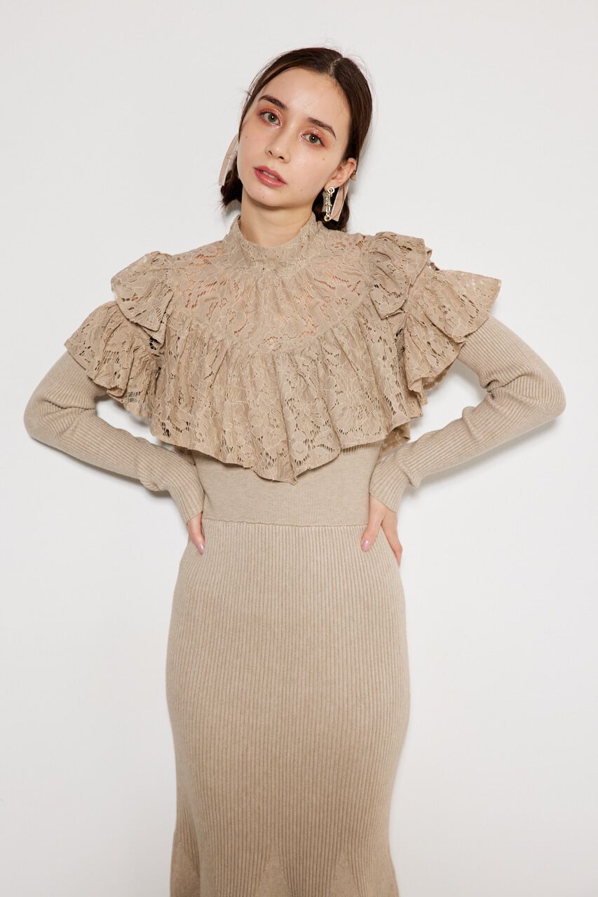 rienda「レースコンビマーメイドKnit OP」|ワンピース|