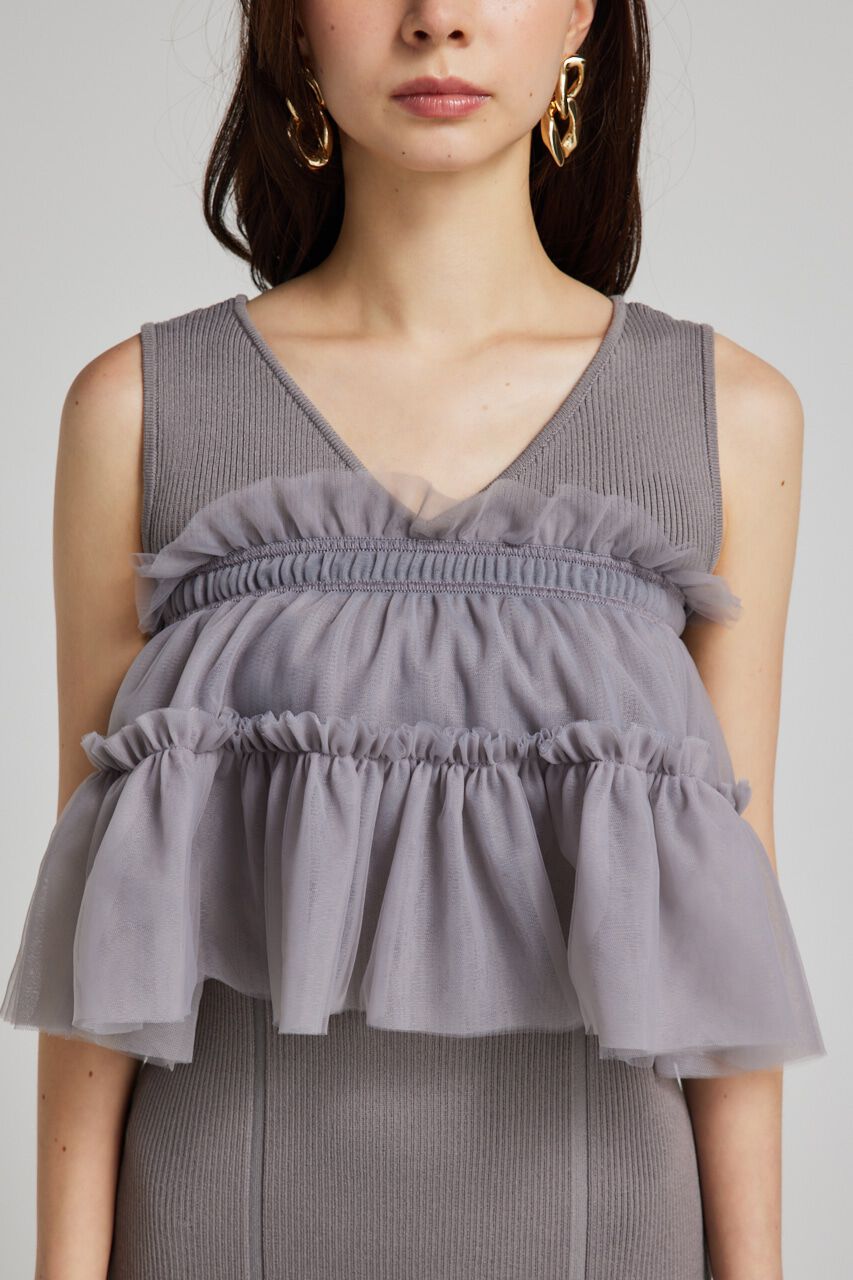 rienda「many wayチュールペプラムset Knit OP」|ワンピース|