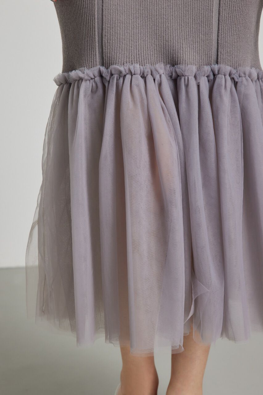 rienda「many wayチュールペプラムset Knit OP」|ワンピース|