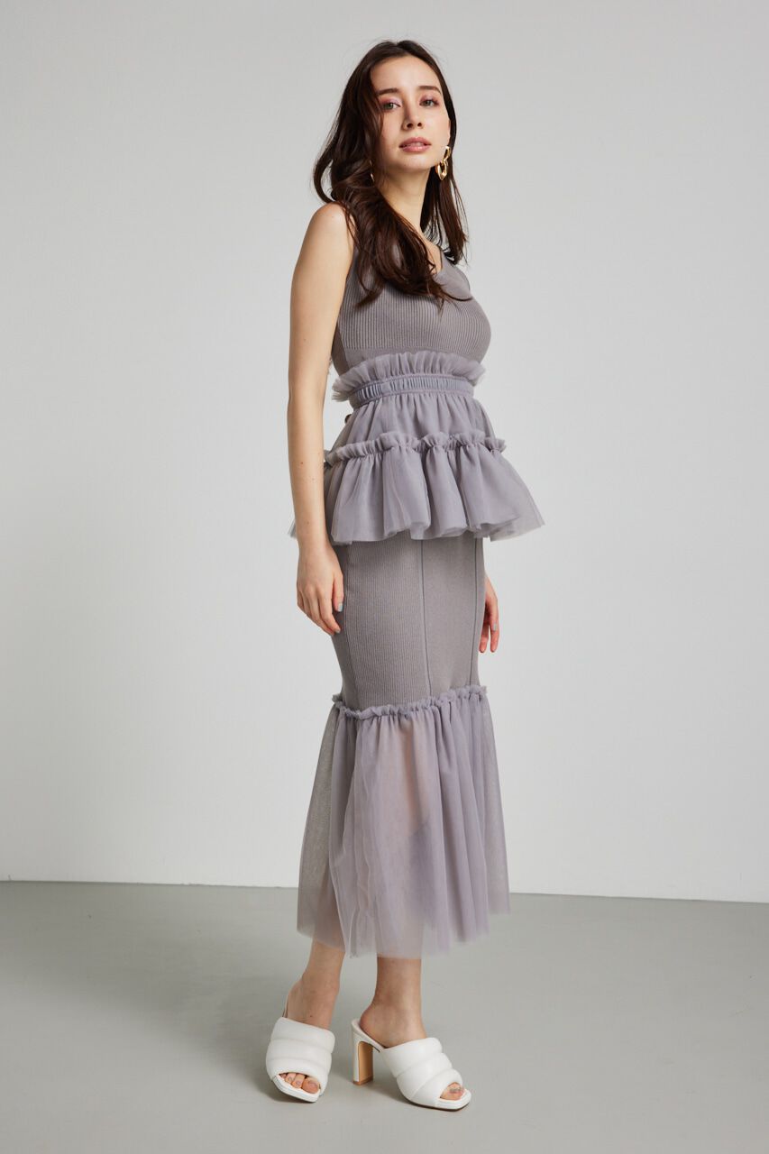 rienda「many wayチュールペプラムset Knit OP」|ワンピース|