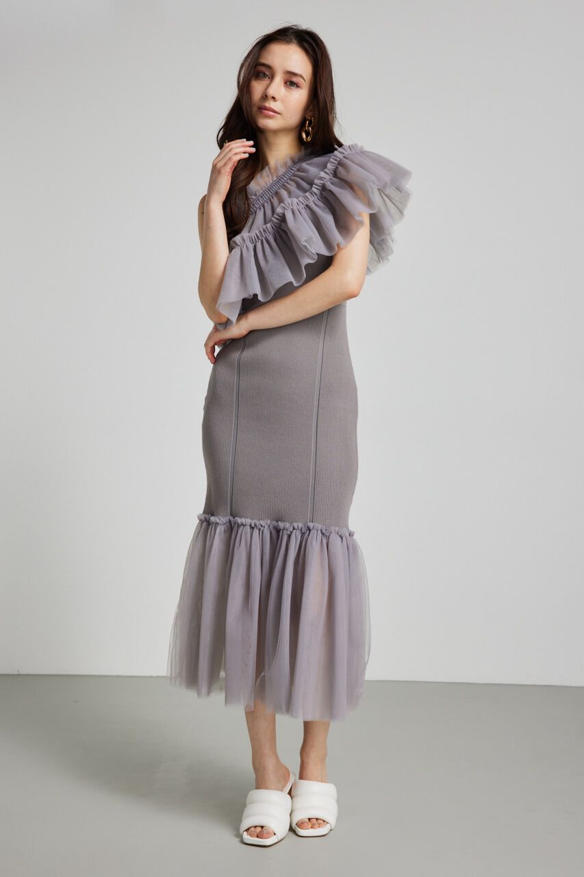 rienda「many wayチュールペプラムset Knit OP」|ワンピース|