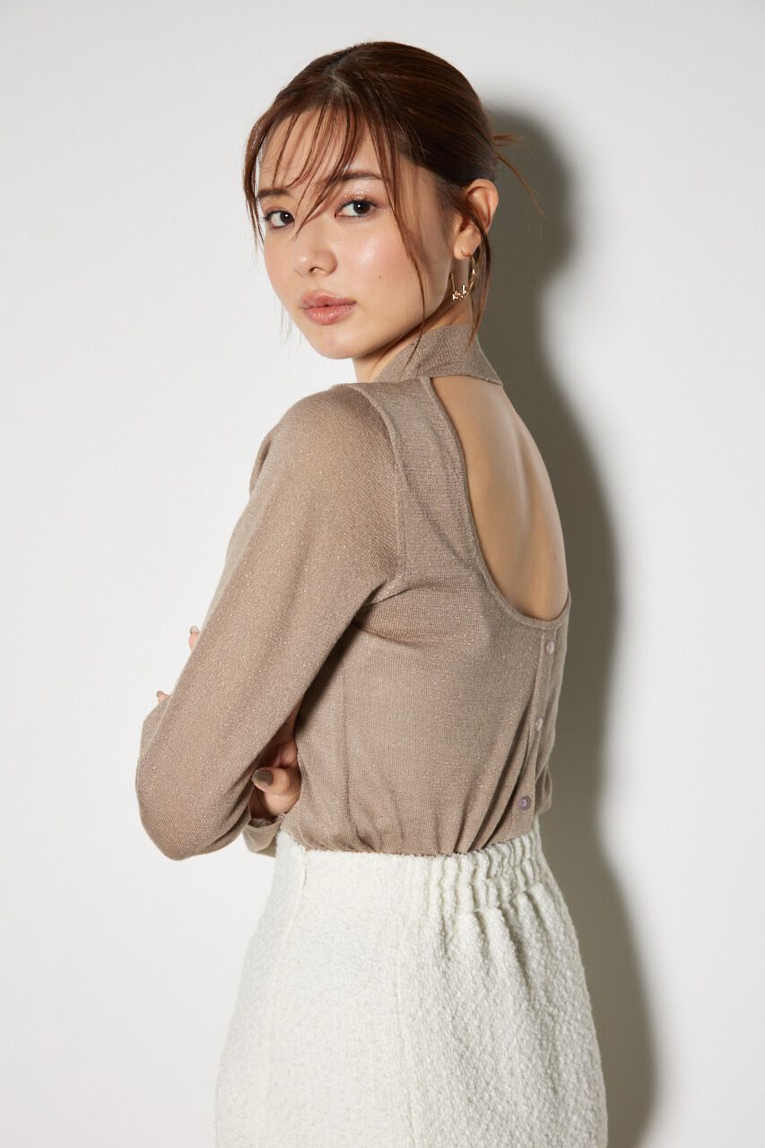 rienda「バックオープンボタンニットトップス」|ニット・セーター|