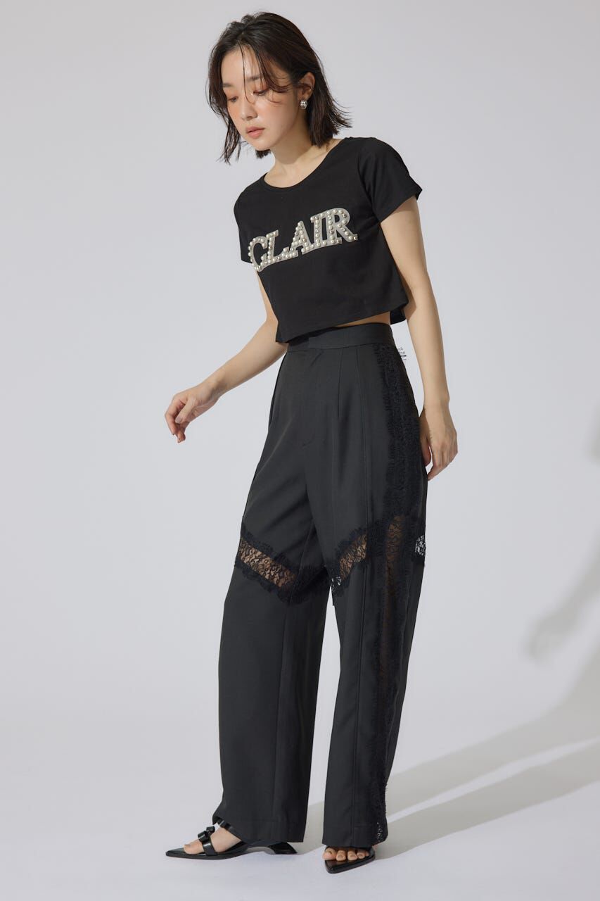 rienda「スランクビジューショートTシャツ」|Tシャツ・カットソー|