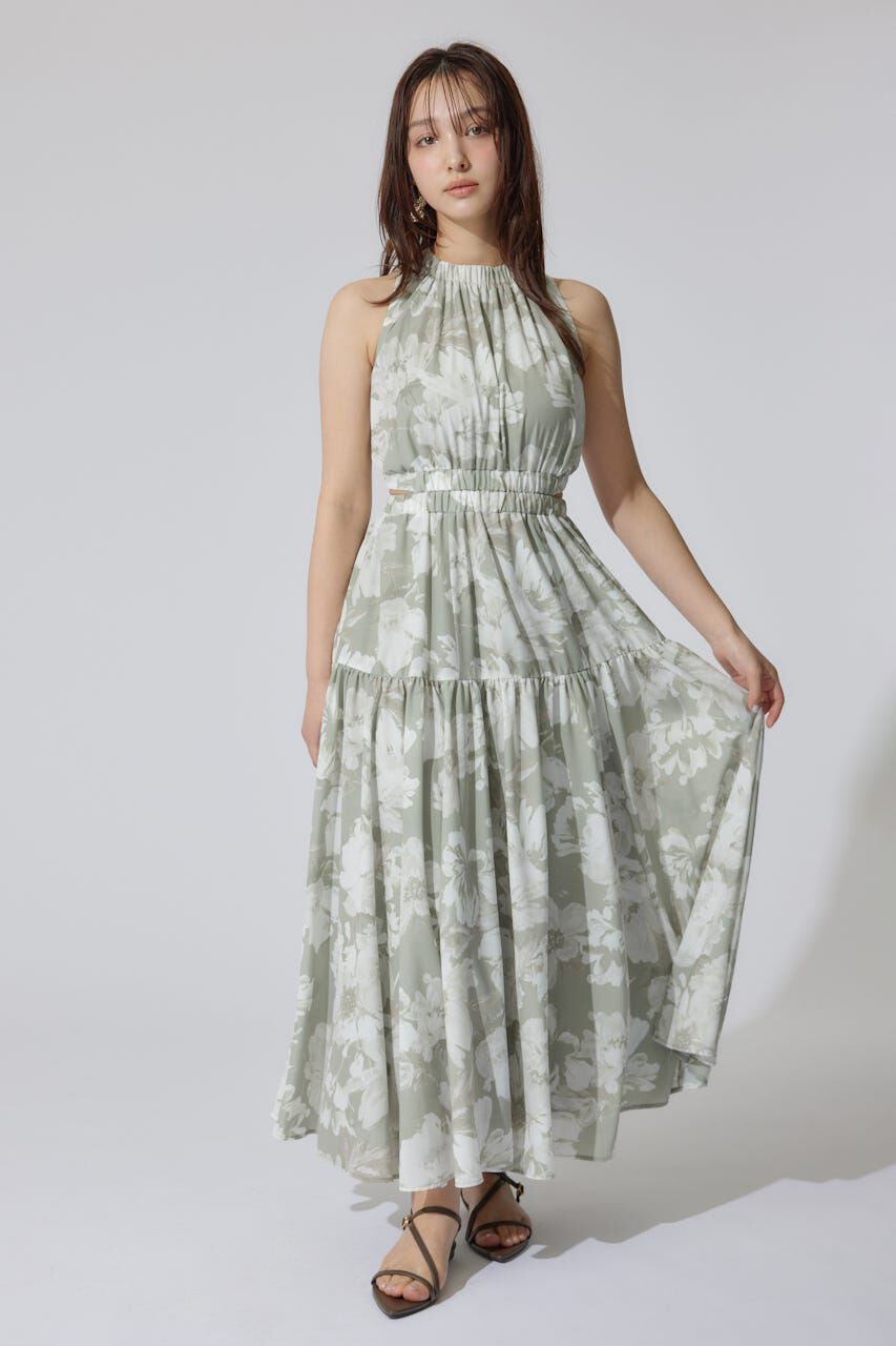 rienda「ホルターネックギャザーフレアワンピース」|ワンピース|