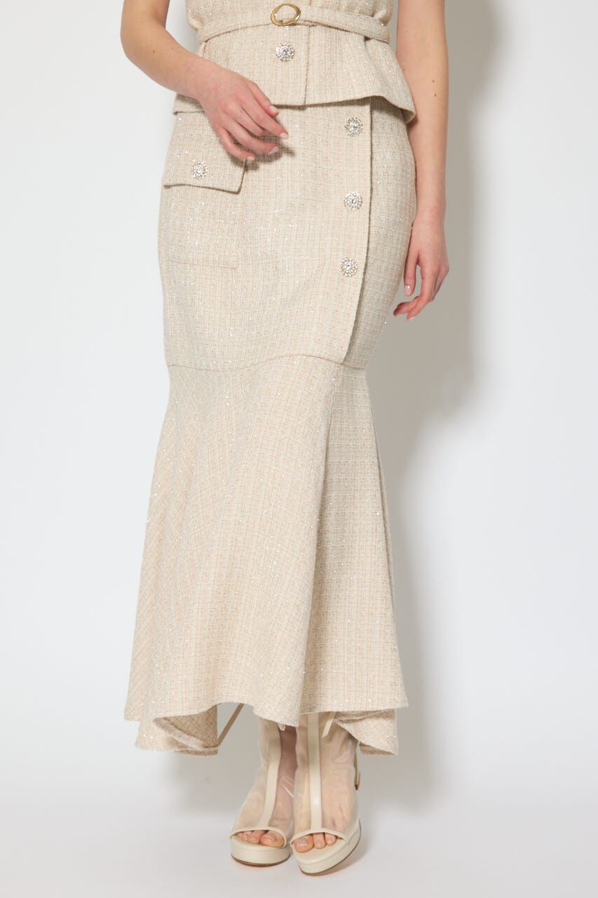 rienda「ラップスリットツイードマーメイドスカート」|スカート|