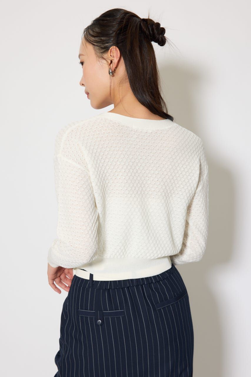 rienda「柄編みシアーカーディガン」|カーディガン|