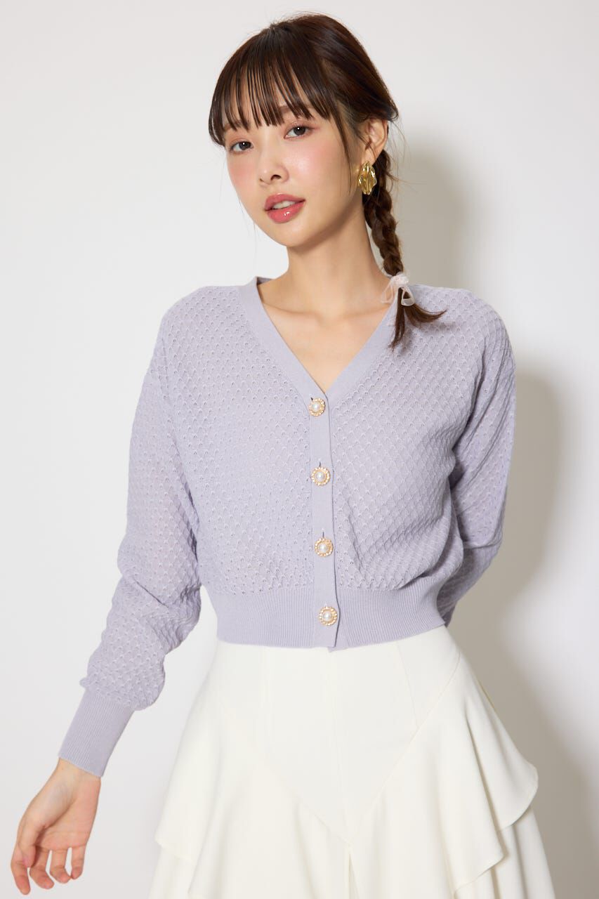 rienda「柄編みシアーカーディガン」|カーディガン|